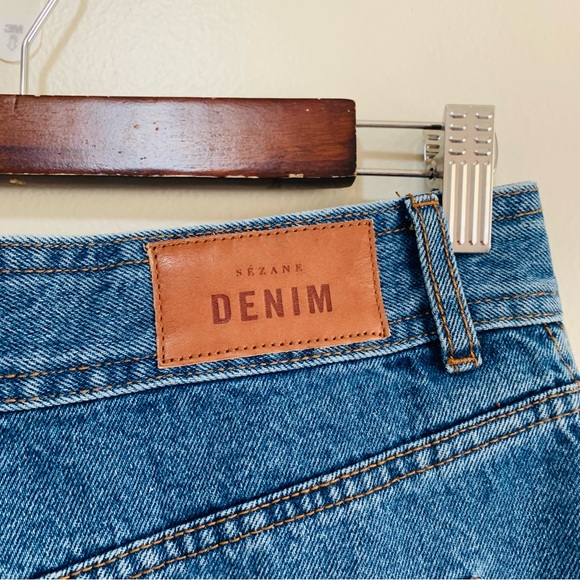 Sezane Denim Ankle Raw Hem Wide Leg Blue Jeans size 38 - Picture 6 of 9